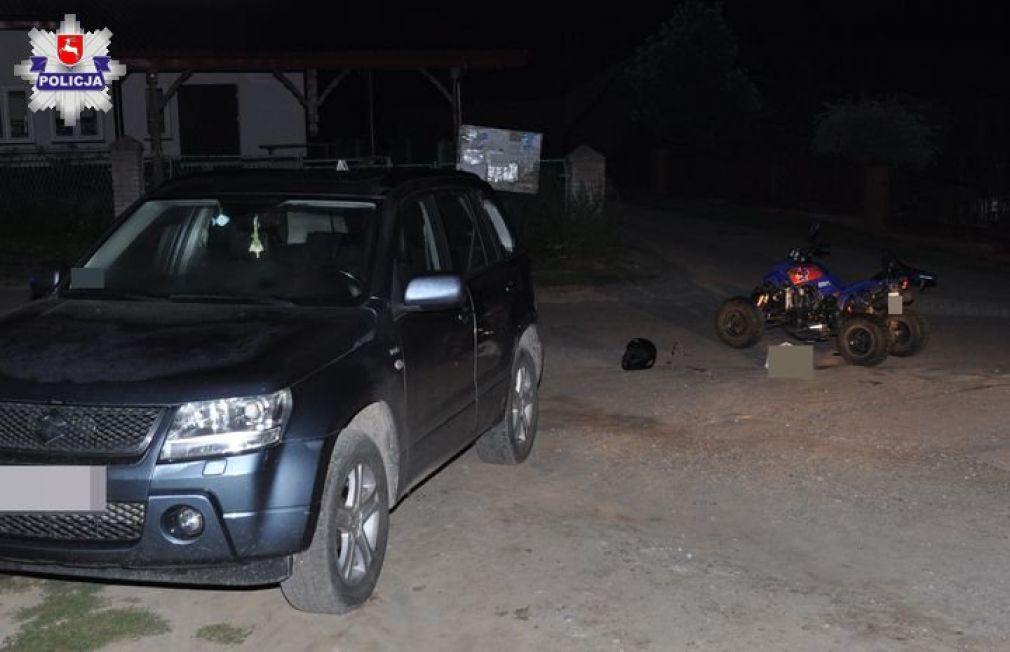 Kierujący Suzuki nie ustąpił pierwszeństwa przejazdu na skrzyżowaniu kierowcy quada, foto: Policja