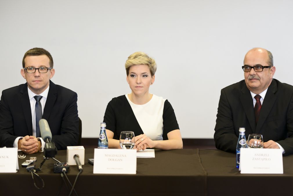 Konferencja prasowa na której oficjalnie zaprezentowano wiceprezydentów Zamościa w 2014 roku, foto: archiwum, materiał poglądowy