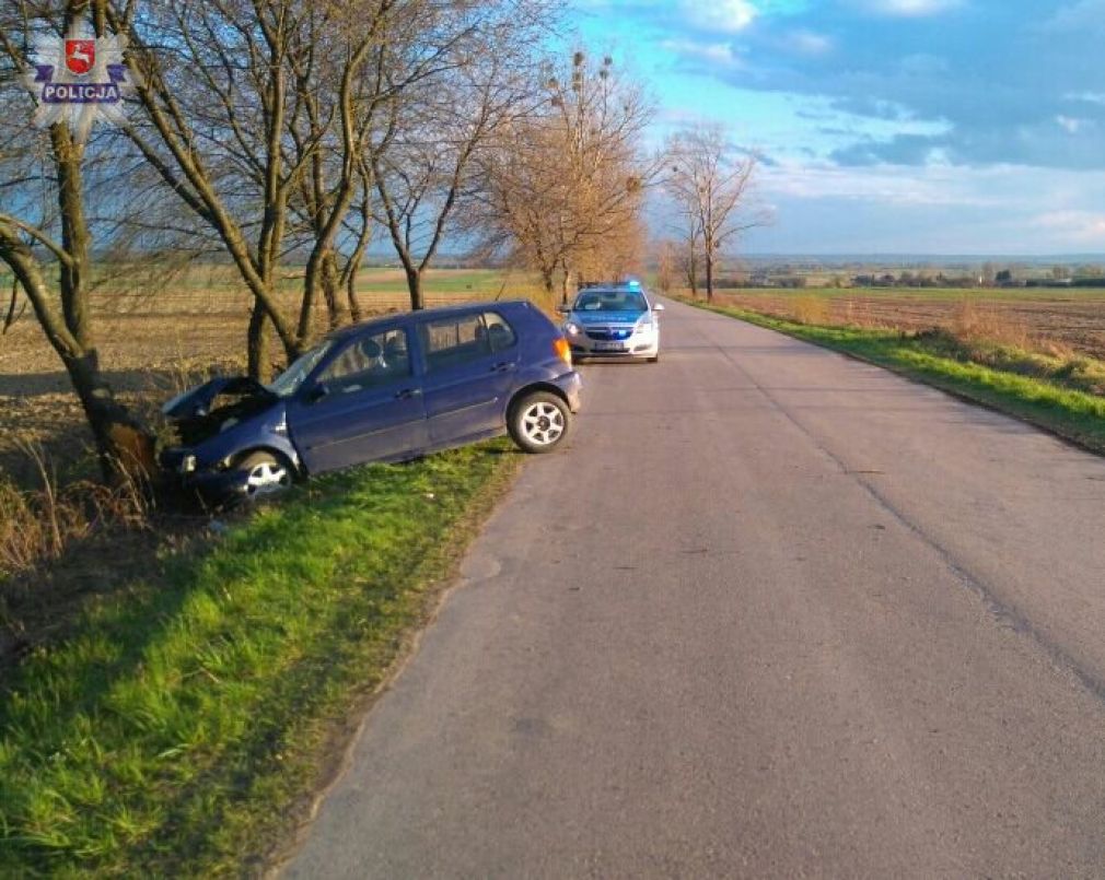 Osobowe auto zjechało z drogi i uderzyło w drzewo,foto: Policja