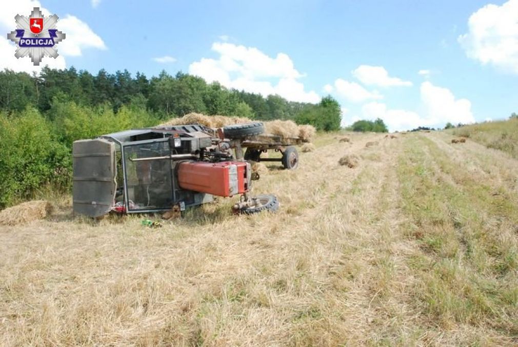 Dach kabiny ciągnika przygniótł 13-latka, foto:Policja