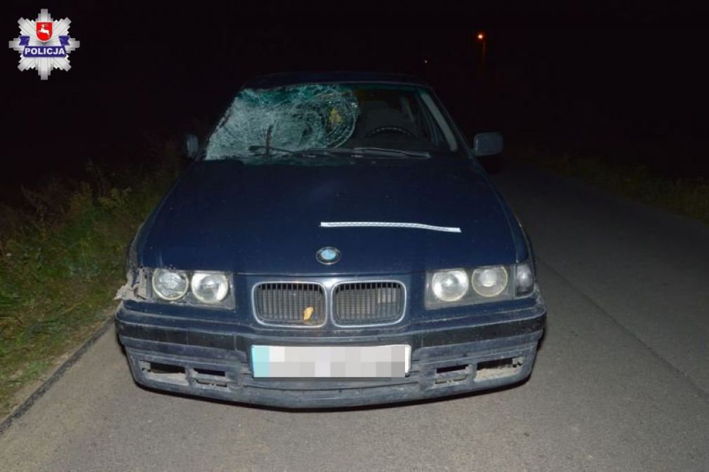 Kierujący BMW 18-letni mieszkaniec gminy Adamów potrącił idącego jezdnią pieszego, foto: Policja