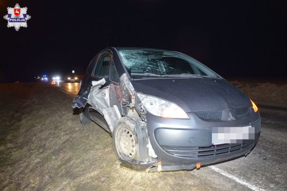 Pieszy wszedł wprost pod jadący prawidłowo samochód m-ki Mitsubishi, foto: Policja